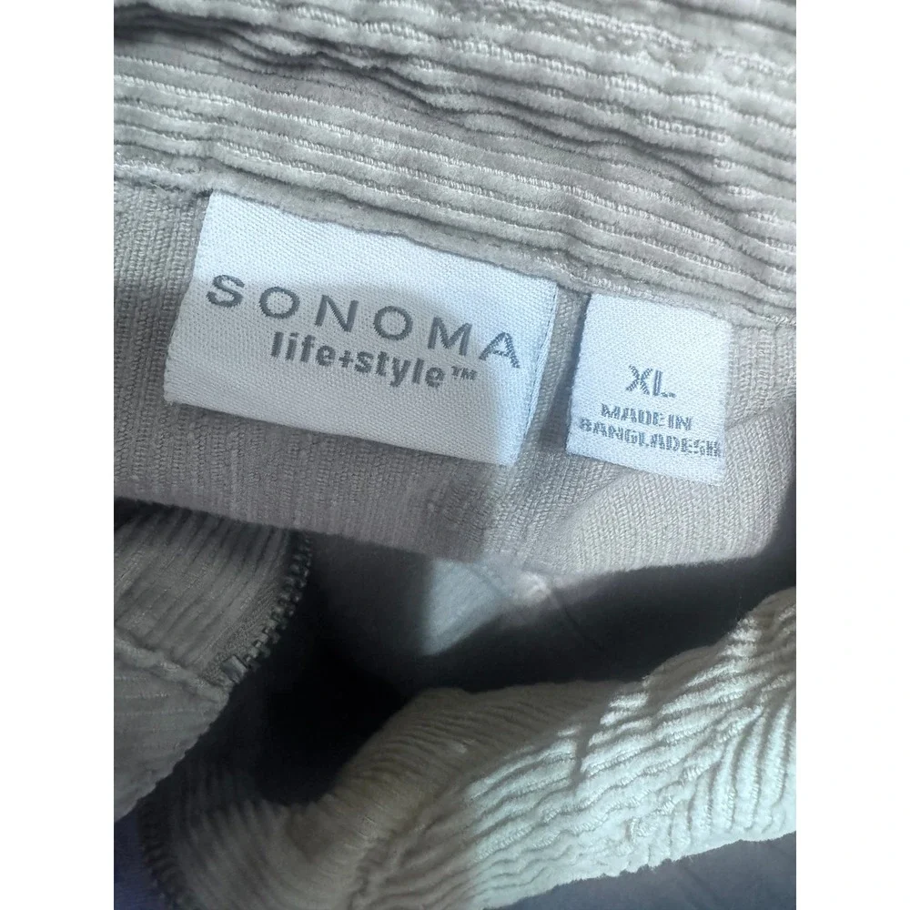 Sonoma Tan Corduroy Zip Up Jacket Womens XL Cotton Shacket Beige